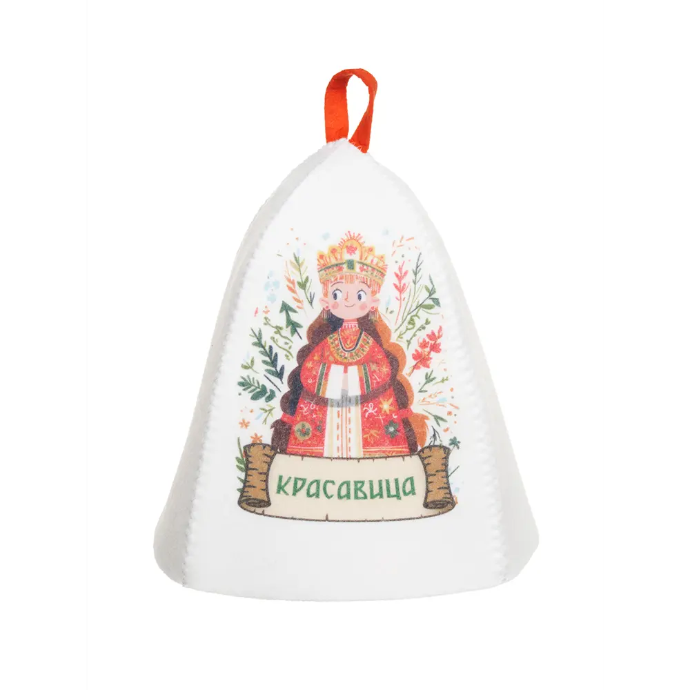 Шапка для бани Главбаня Красавица-весна войлок цвет белый STLM-2077782