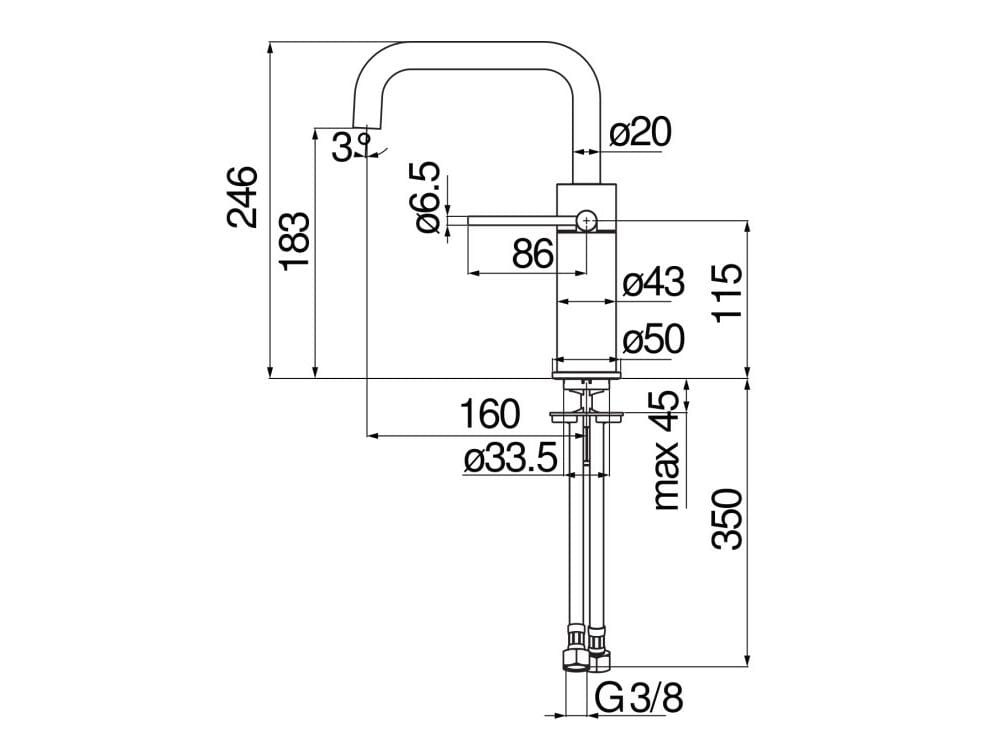 Смеситель для раковины без слива с аэратором Nobili Velis ARCH-00031531 - Вид №13