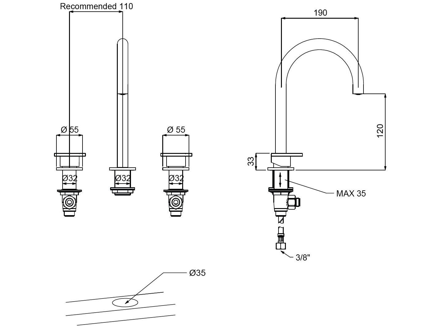 Смеситель для раковины с 3 отверстиями QD Magistro Lab Smile ARCH-00130037 - Вид №2