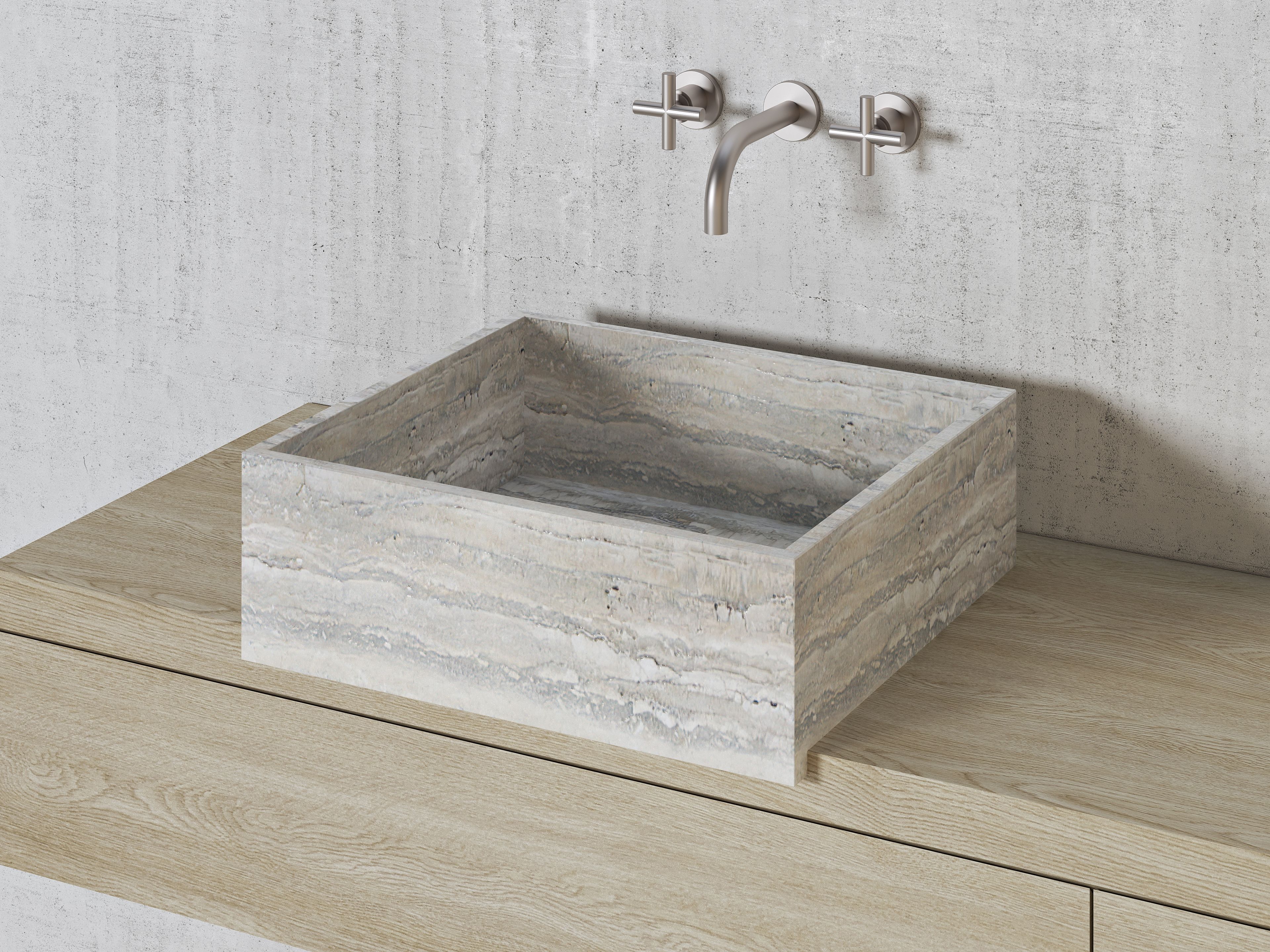 Квадратный умывальник из натурального камня Davani Parallel ARCH-00139463