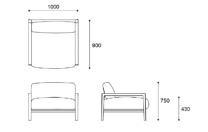 Тканевое кресло с подлокотниками SP01 Ling ARCH-00062487 - Вид №6