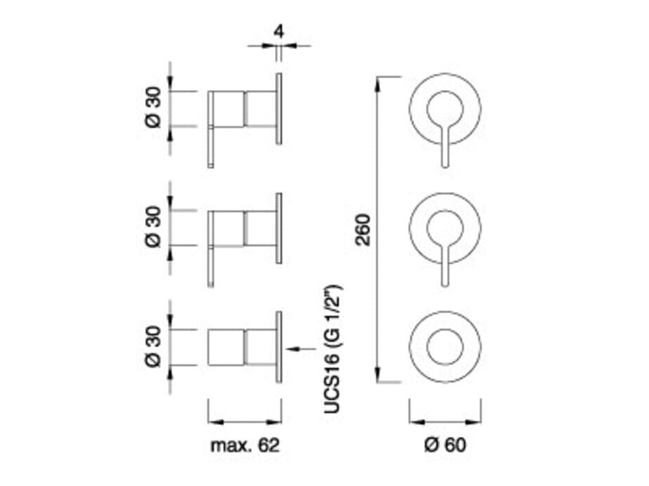 Термостатический смеситель и 2 открытых/закрытых смесителя CEADESIGN INNOVO ARCH-00140606 - Вид №2