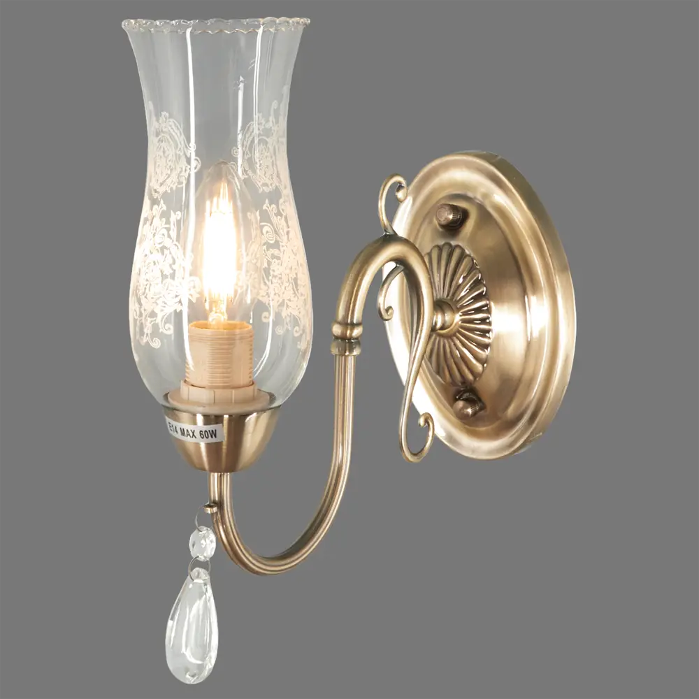 Бра Лирика 1xE14x60 Вт, металл/стекло, цвет бронза WINK STLM-2114555 - Вид №1