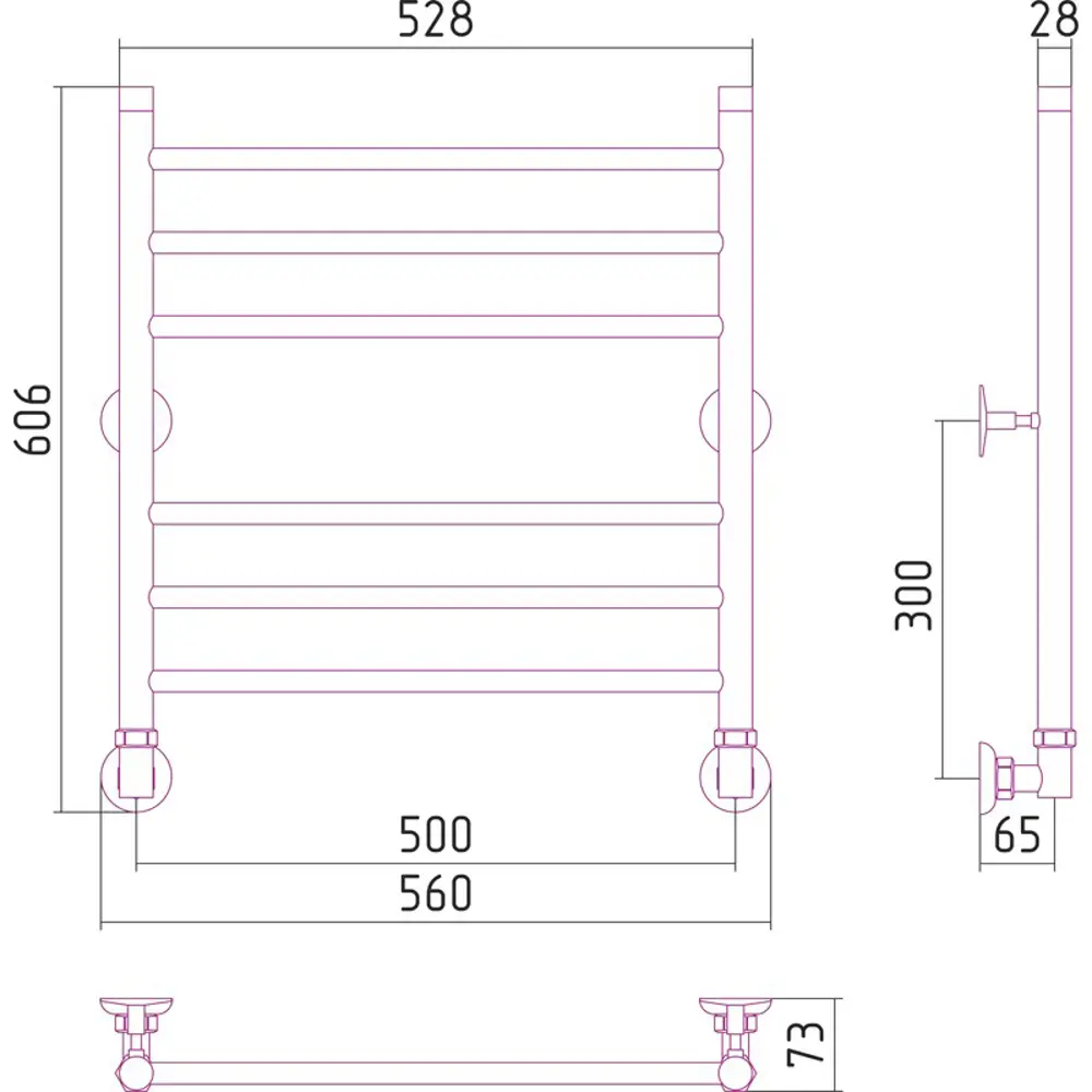 СУНЕРЖА Водяной полотенцесушитель ВПС-18 для современной ванной 17155990 STLM-0007590 - Вид №2
