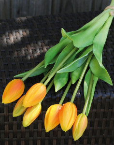 2942 306 a3 Букет тюльпанов из шелка, 7-кратный, 44 см, real touch, желто-оранжевый H-andreas