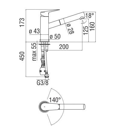 Смеситель для кухни на одно отверстие с выдвижным ручным душем Nobili Blues ARCH-00108304 - Вид №2