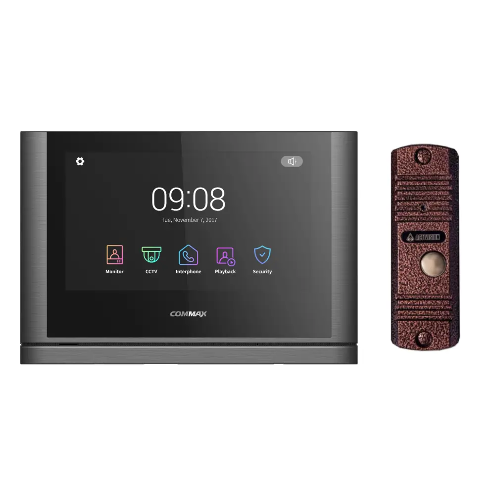 91154030 Комплект видеодомофона Commax CDV-1024MA/AVC305 10" цвет темное серебро Black smog/медь STLM-0502436