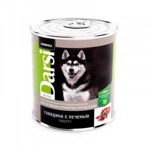 ПР0056586*6 Корм для собак для активных и рабочих собак, говядина с печенью (паштет) банка 850г (упаковка - 6 шт) Darsi