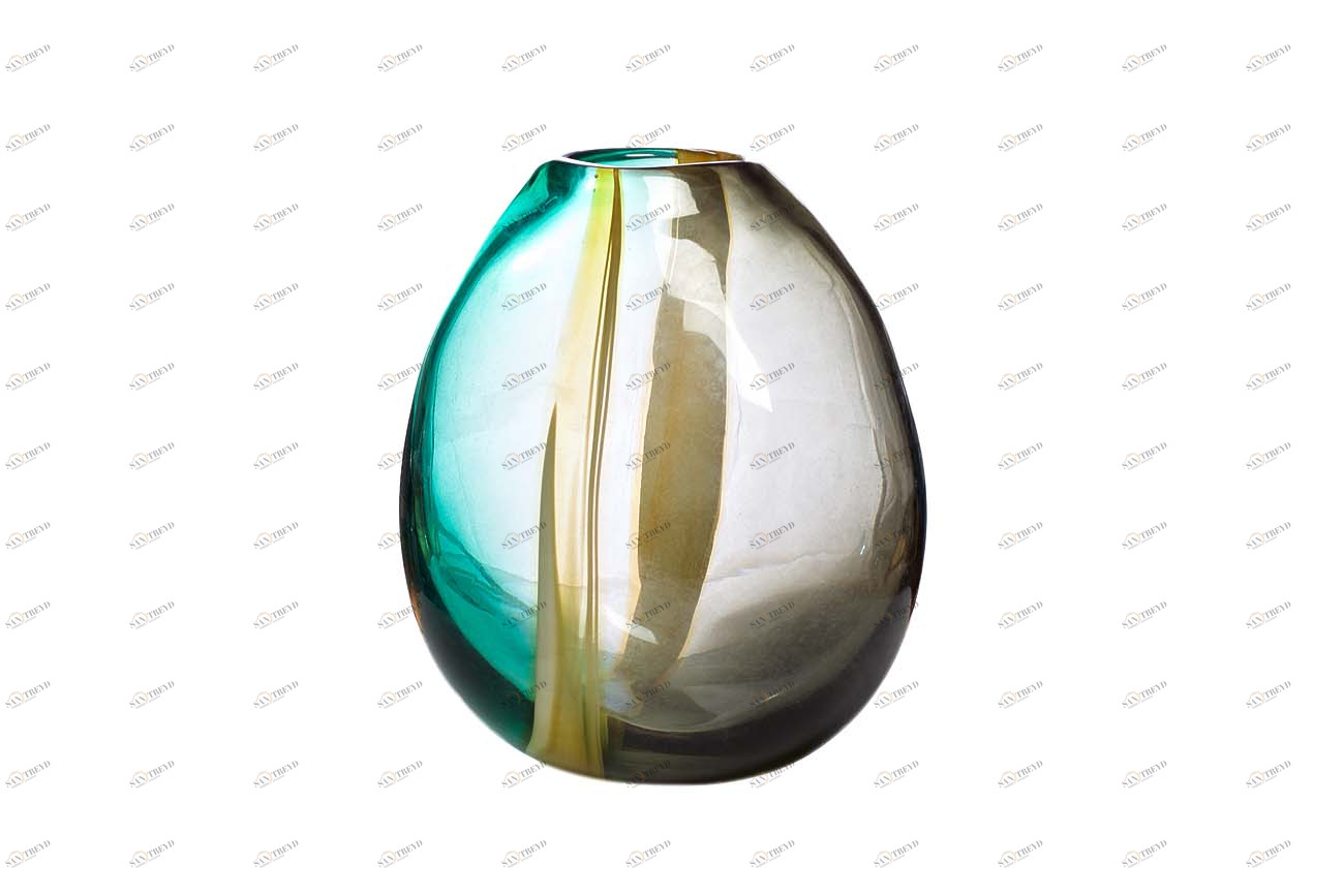 Ваза стеклянная желто-зеленая от Garda Decor GARDA DECOR - 033978 Зеленый;желтый;серый 
