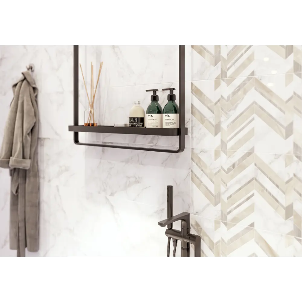 Плитка настенная Marmo Bianco Chevron 30х60 см 1.44 м² цвет белый Golden Tile STLM-2114857 - Вид №5