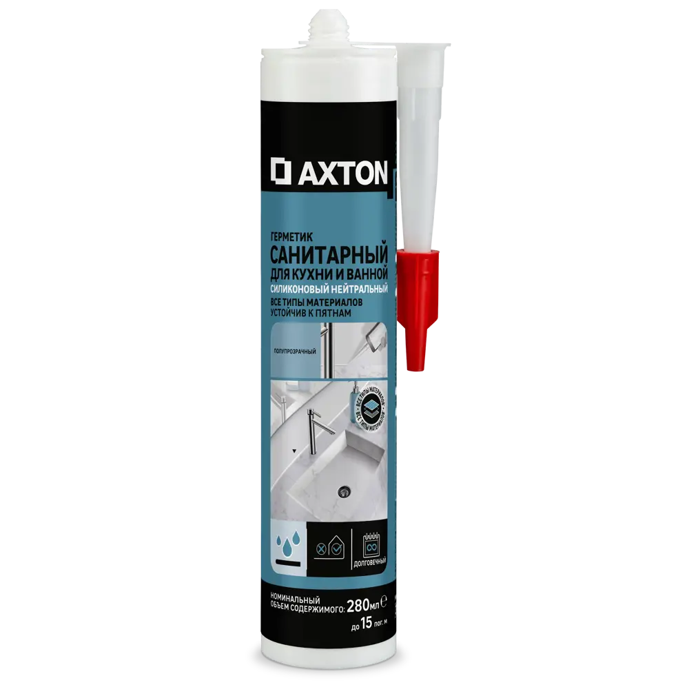 Силиконовый герметик Axton для ванной и кухни - прозрачный 280 мл 85272196 STLM-0060701
