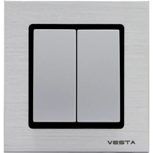 Выключатель встраиваемый Vesta-electric Exclusive Silver Metallic FVK050203SER 2 клавиши цвет серебристый