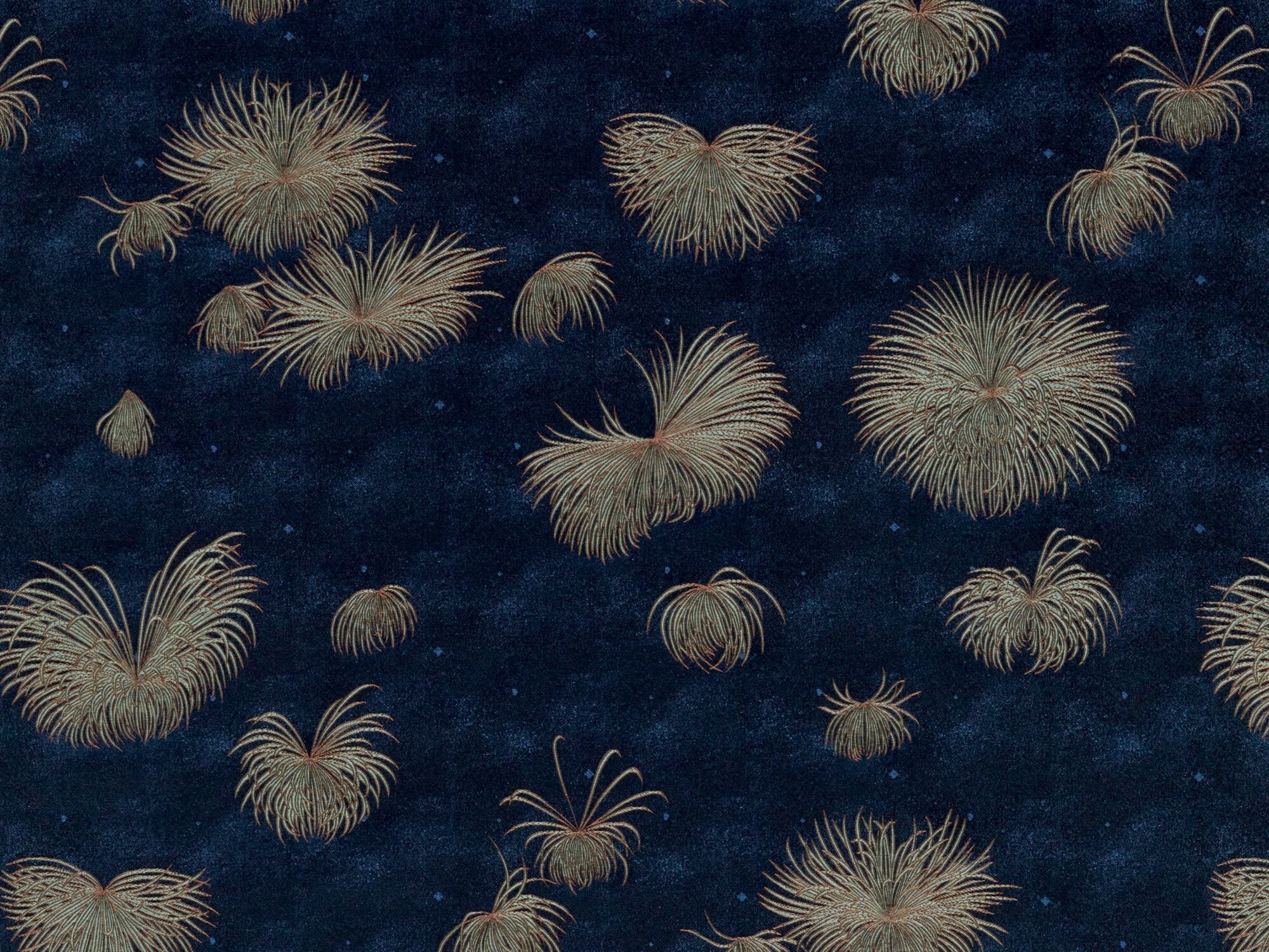 Жаккардовая ткань с цветочным рисунком K-3 Shogun Blue ARCH-00128314