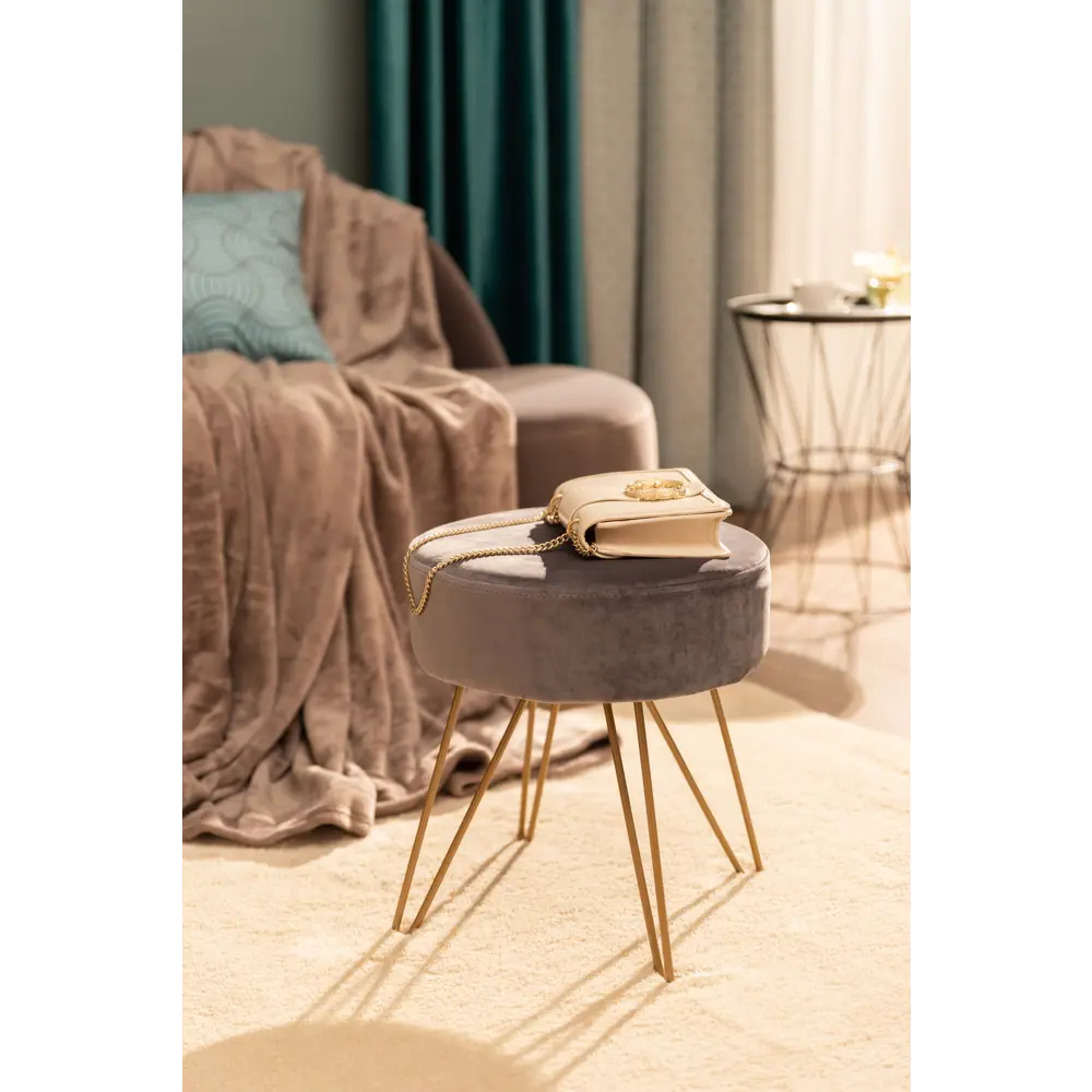 Табурет с мягкой обивкой, круглый, 35 см, цвет серый Atmosphera STLM-2024279 - Вид №3