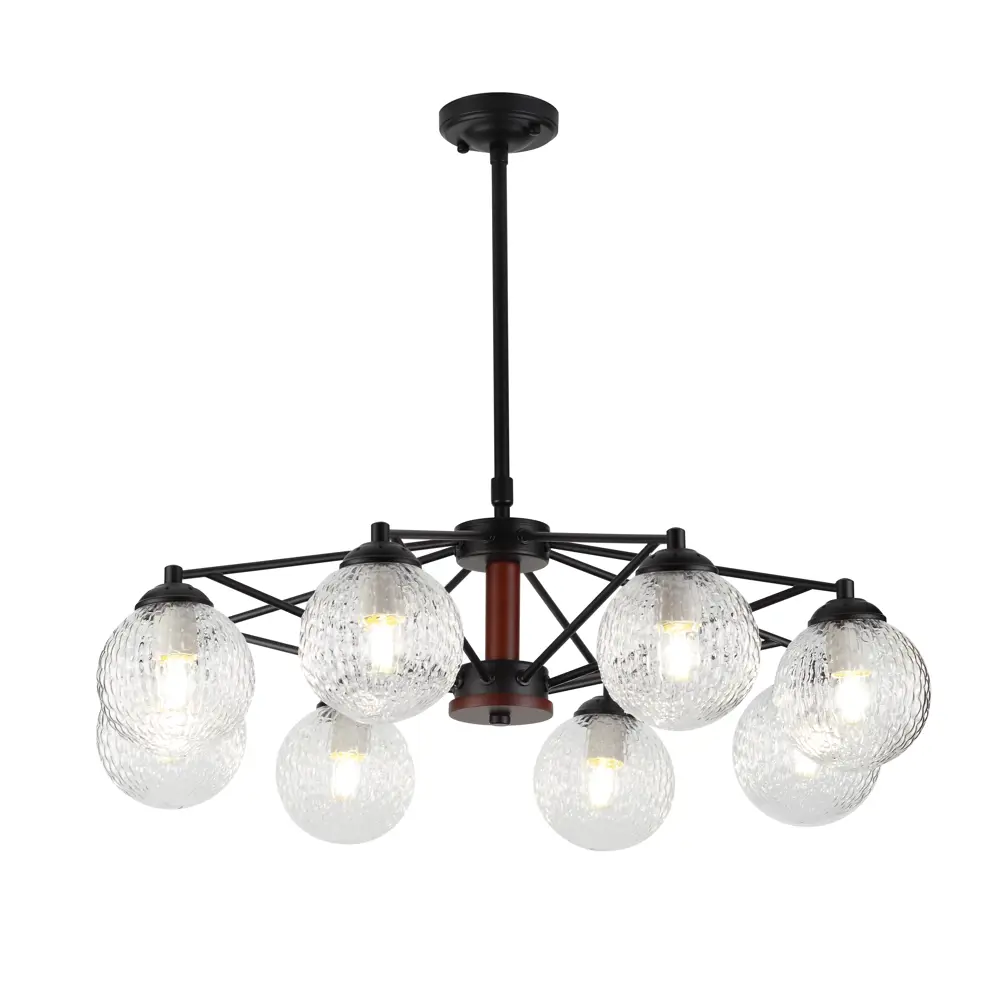 Люстра на штанге Valery D5016-208, 8 ламп, 24 м², цвет чёрный/прозрачный Rivoli STLM-2092274