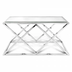 Консоль зеркальная металлическая прямоугольная Marcelo ZMEBEL  335562 Белый;зеркальный;хром