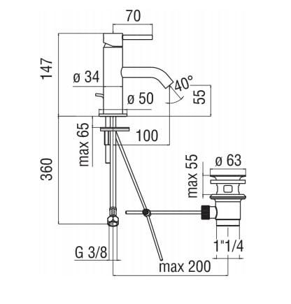 Однорычажный смеситель для раковины Nobili Акварель ARCH-00043581 - Вид №2