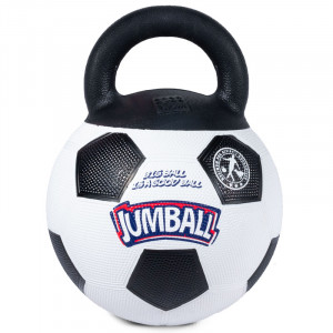 ПР0058977 Игрушка для собак Jumball Мяч футбольный c ручкой белый 26см GIGWI