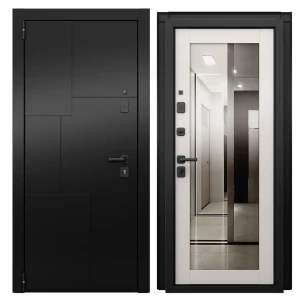 Дверь входная металлическая Волюм Скай 95x205 см левая шелк белый с зеркалом