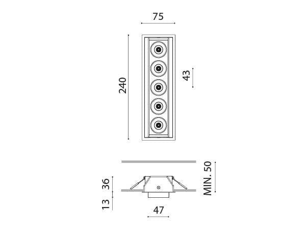 Алюминиевый встраиваемый поворотный многолучевой прожектор Arkoslight Black Foster ARCH-00028548 - Вид №9