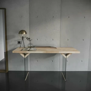 Письменный стол деревянный с белой подставкой для монитора EcoComb-4 BRAGIN DESIGN ПИСЬМЕННЫЕ СТОЛЫ ECOCOMB 256606 Бежевый;прозрачный