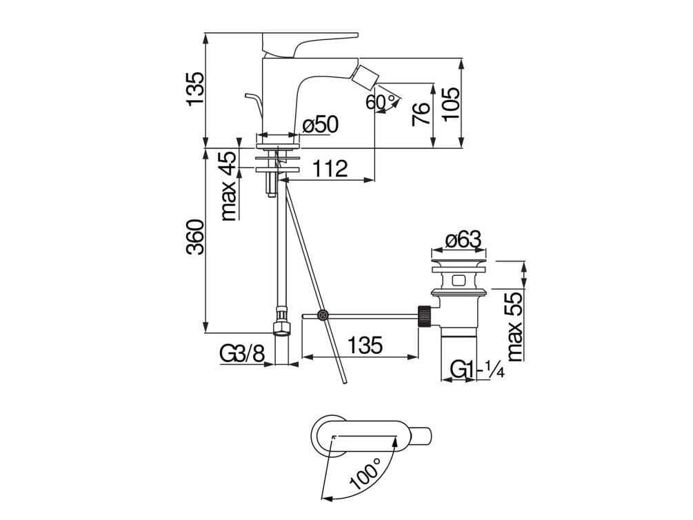 Смеситель для биде с одной ручкой Nobili Yoyo ARCH-00049870 - Вид №2