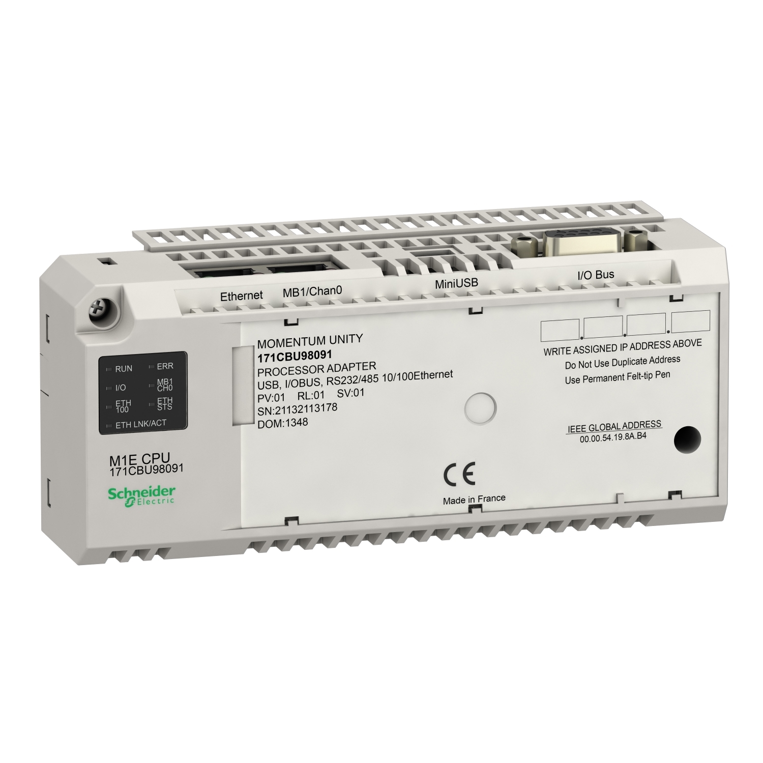 171CBU98091 Процессор Momentum Unity M1E GLOBAL DATA Schneider Electric Промышленные ПЛК Modicon 