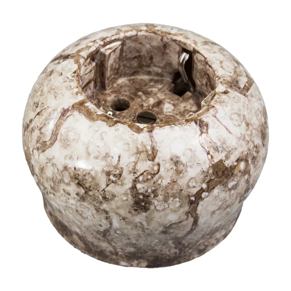 Розетка накладная Electraline Bironi Ретро с заземлением мрамор STLM-2054815 - Вид №1