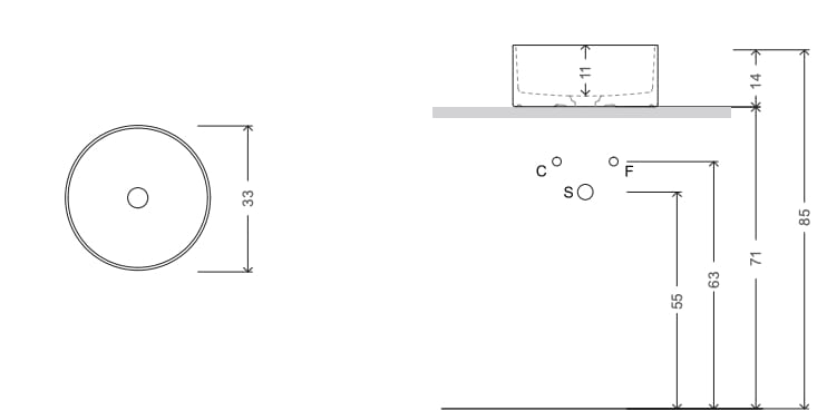 Керамическая столешница круглый умывальник Nic Mini Living ARCH-00146949 - Вид №2
