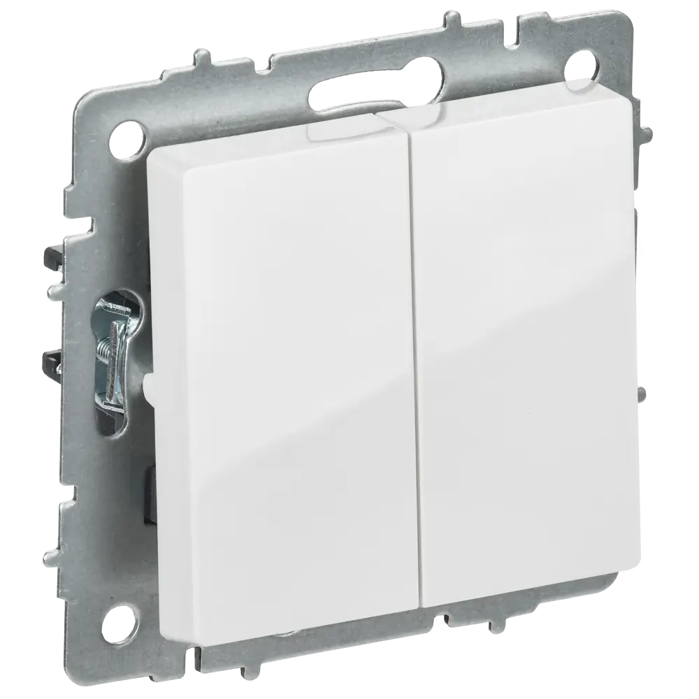 Переключатель встраиваемый перекрестный IEK Brite 2 клавиши цвет белый STLM-2167827