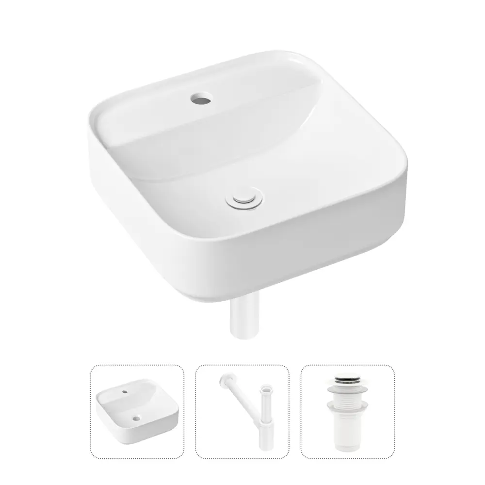 Накладная раковина Lavinia Boho Bathroom Sink Slim 21520283 фарфор 42 см с донным клапаном и металлическим сифоном