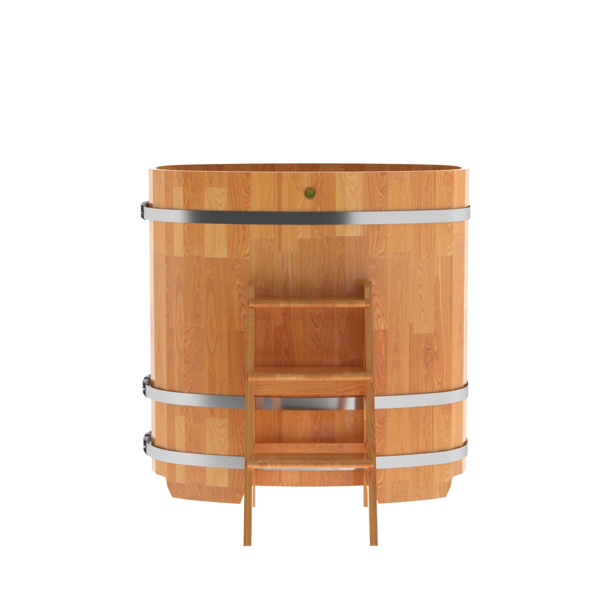 1384 Купель овальная из сращенных ламелей лиственницы 0,76х1,16х1,2 натуральная Alyarus  - Вид №3