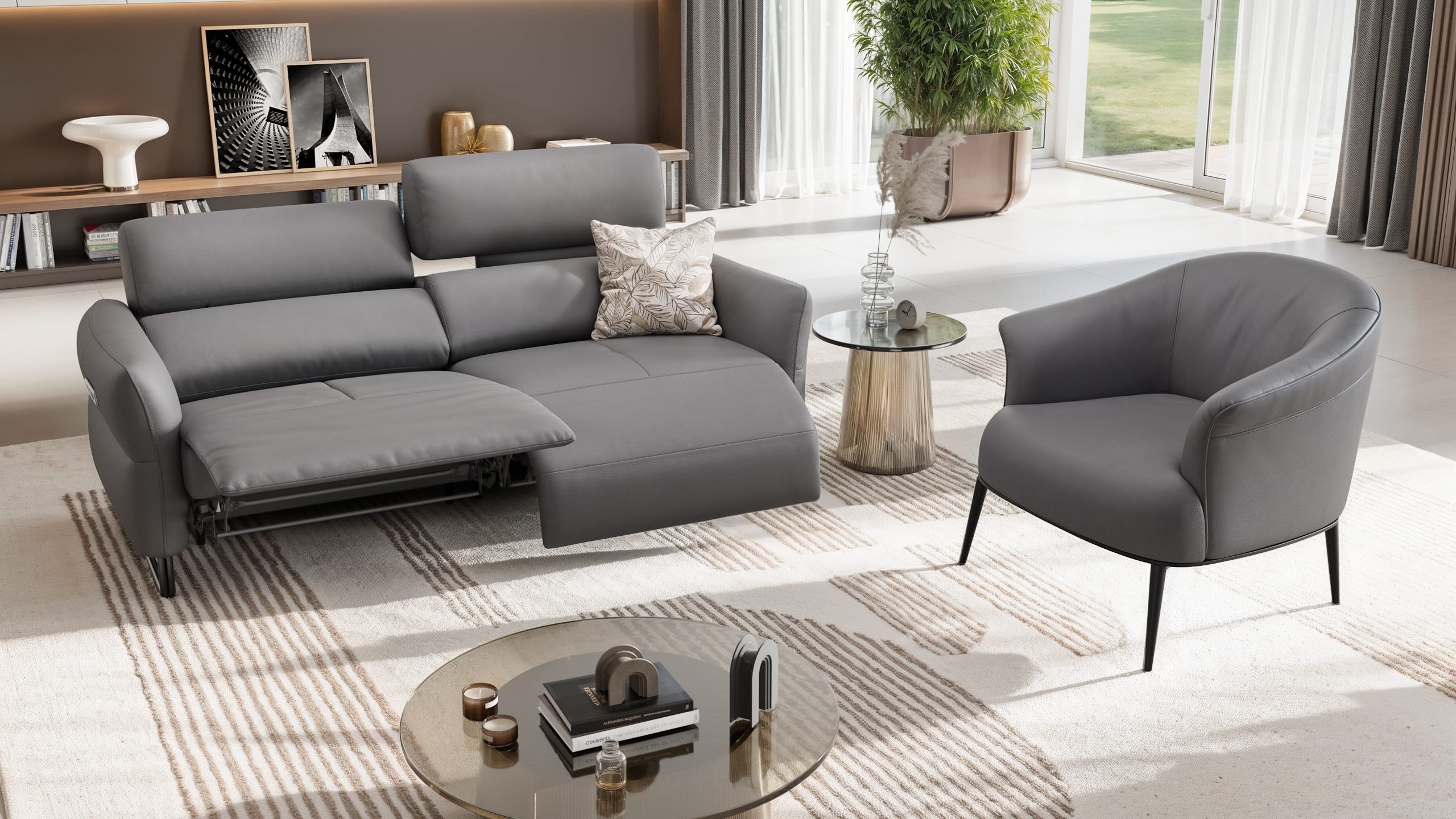 3-местный кожаный диван Sofanella Luna ARCH-00152262 - Вид №1