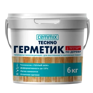 Герметик для Теплых швов Cemmix акрил для деревянных поверхностей сосна ведро 6 кг