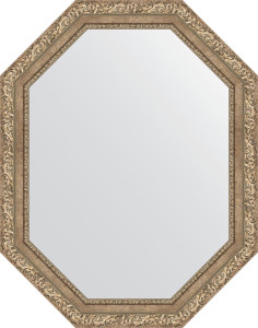 BY 7152 Зеркало в багетной раме - виньетка античное серебро 85 mm EVOFORM Octagon