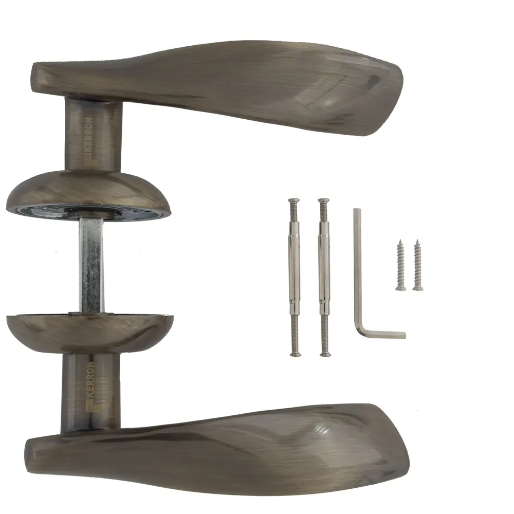 Ручки дверные на розетке Kerron DR7090, ЦАМ, цвет старая бронза STLM-2212572 - Вид №2