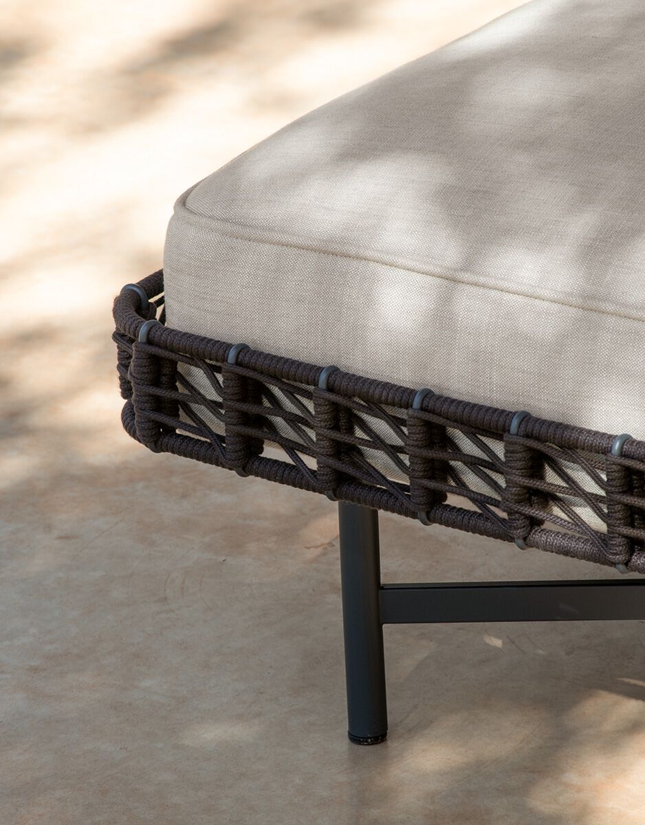 Прямоугольный садовый пуфик из веревки и ткани Potocco Ropu ARCH-00114711 - Вид №1