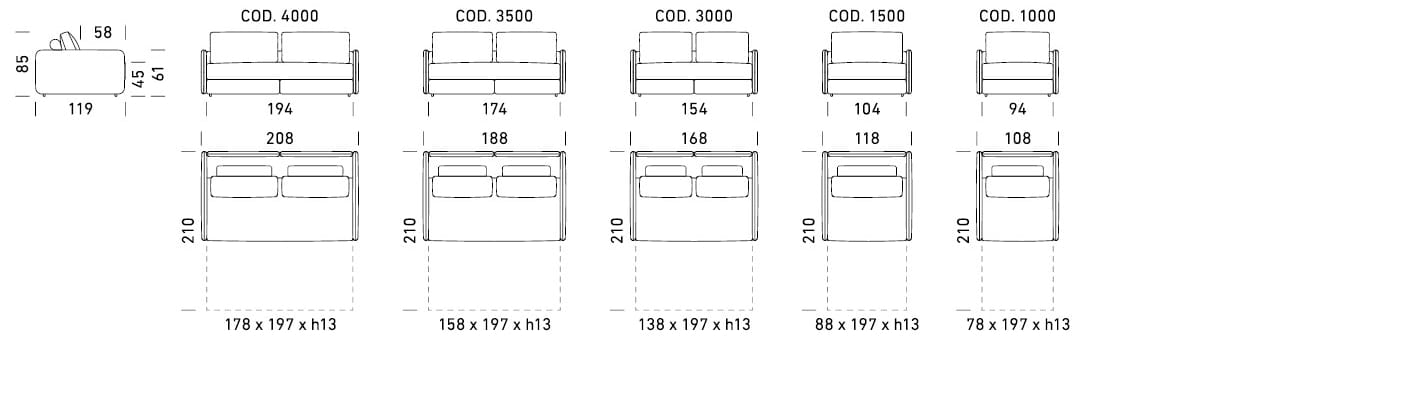 Двуспальный диван-кровать из ткани Dienne Salotti Views II ARCH-00131521 - Вид №4