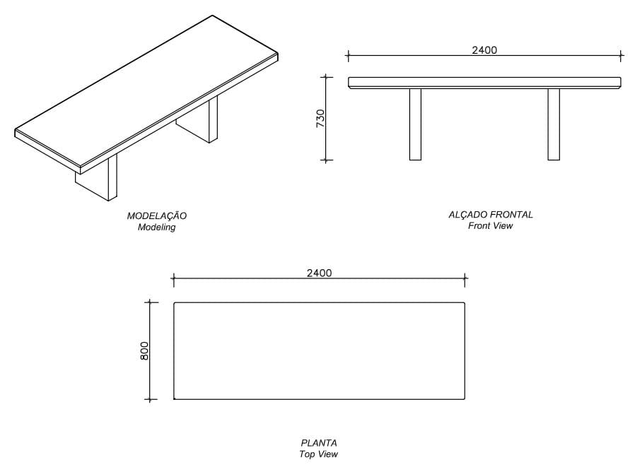 Бетонный прямоугольный стол для общественных мест amop Токио ARCH-00117842 - Вид №2