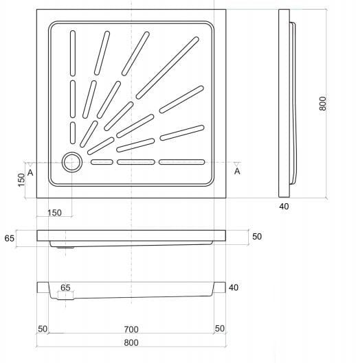 Квадратный нескользящий поддон для душа из нержавеющей стали Thermomat 2060/2065 ARCH-00130262 - Вид №2