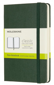 516258 Блокнот "Classic" Pocket, 96 листов, нелинованный, 9 х 14 см, зеленый Moleskine