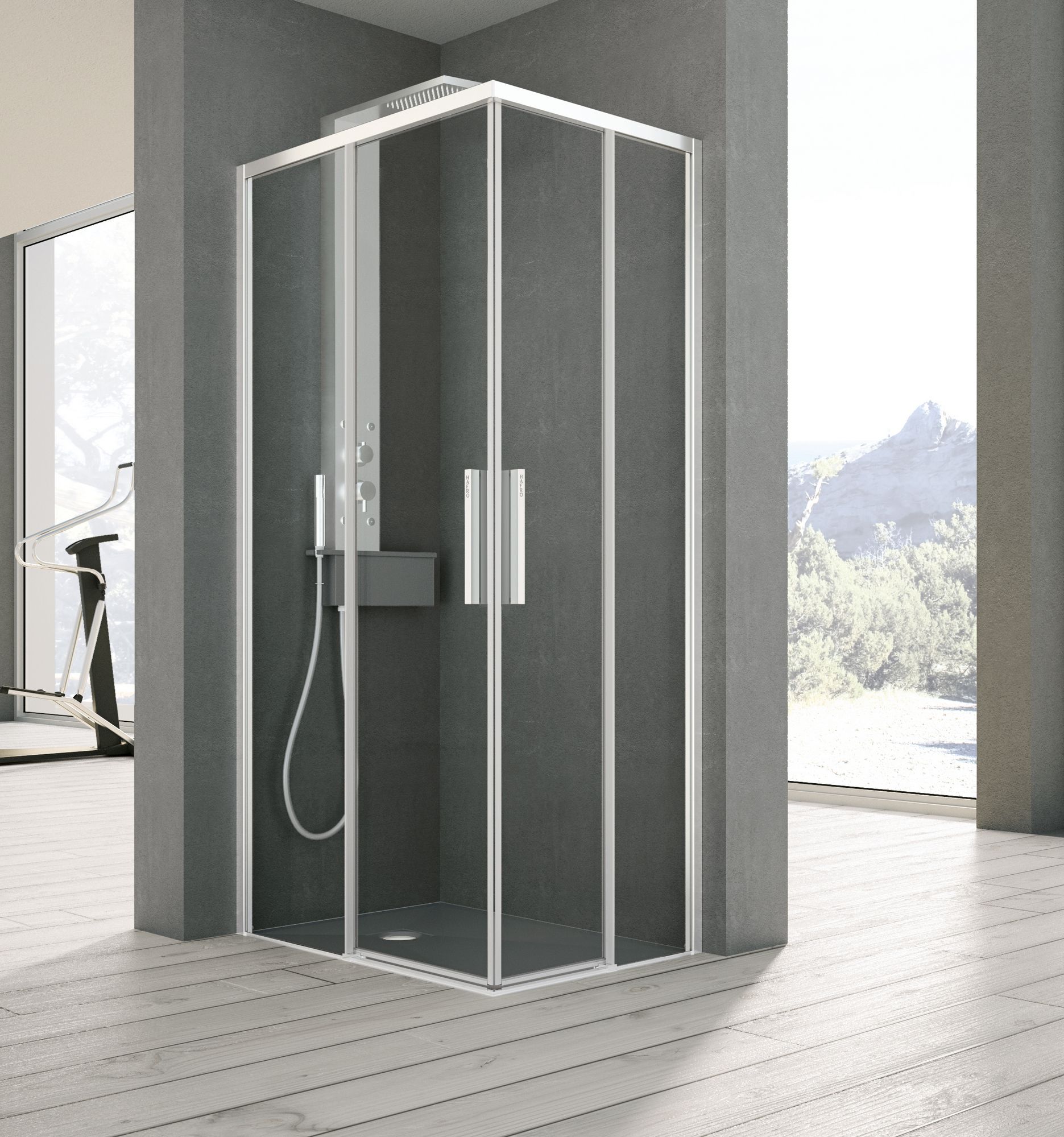 Угловая душевая кабина с раздвижной дверью Gruppo Geromin Time ARCH-00083446 - Вид №1