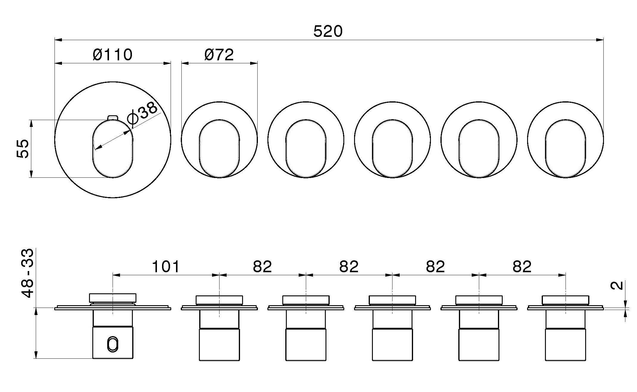 Термостатический смеситель для душа с 6 отверстиями Newform многофункциональные термостаты с 5 выходами ARCH-00039306 - Вид №2
