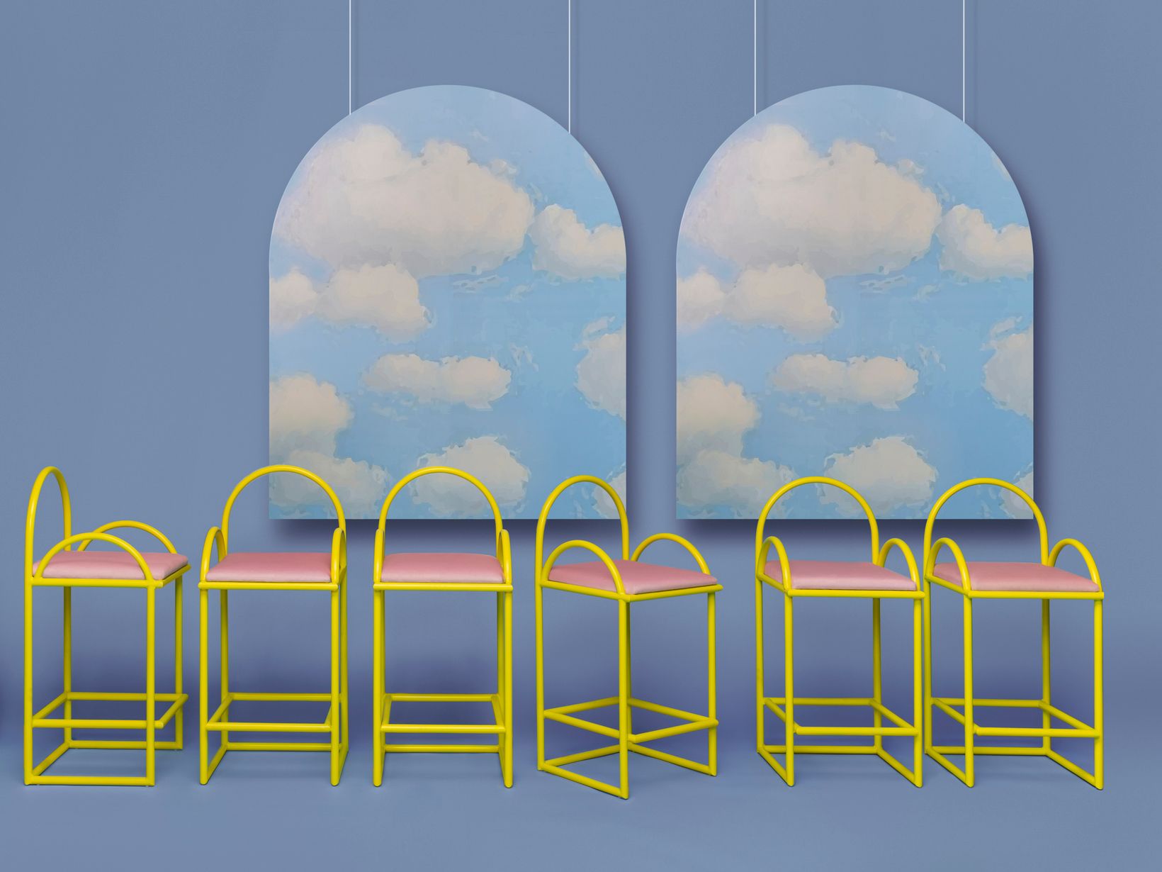 Высокий металлический стул с мягким сиденьем Houtique ARCH-00114337