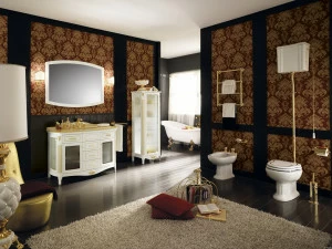 POESIA 130 Bianco con oro opaco Комплект мебели в ванную BAGNOPIU 130 см