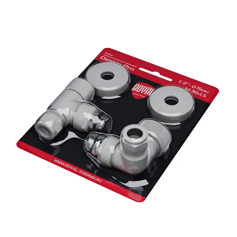 Термостатический комплект для радиатора трехосевой Royal Thermo Design Pro 1/2" латунь цвет белый STLM-2015423 - Вид №8