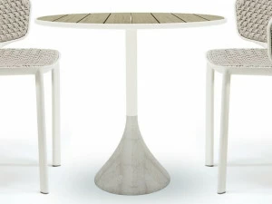 Ethimo Круглый садовый стол из тика и бетона Concreto
