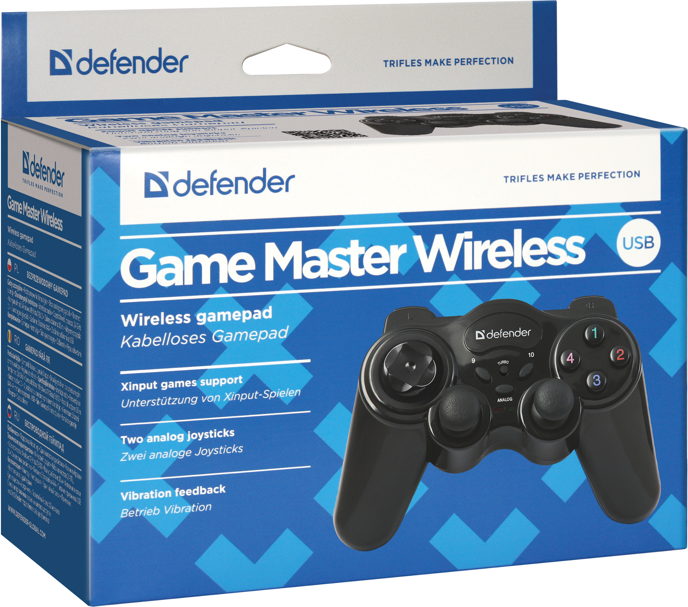 64257 беспроводной геймпад game master wireless usb, радио, 12 кнопок, 2 стика Defender Santreyd  - Вид №3