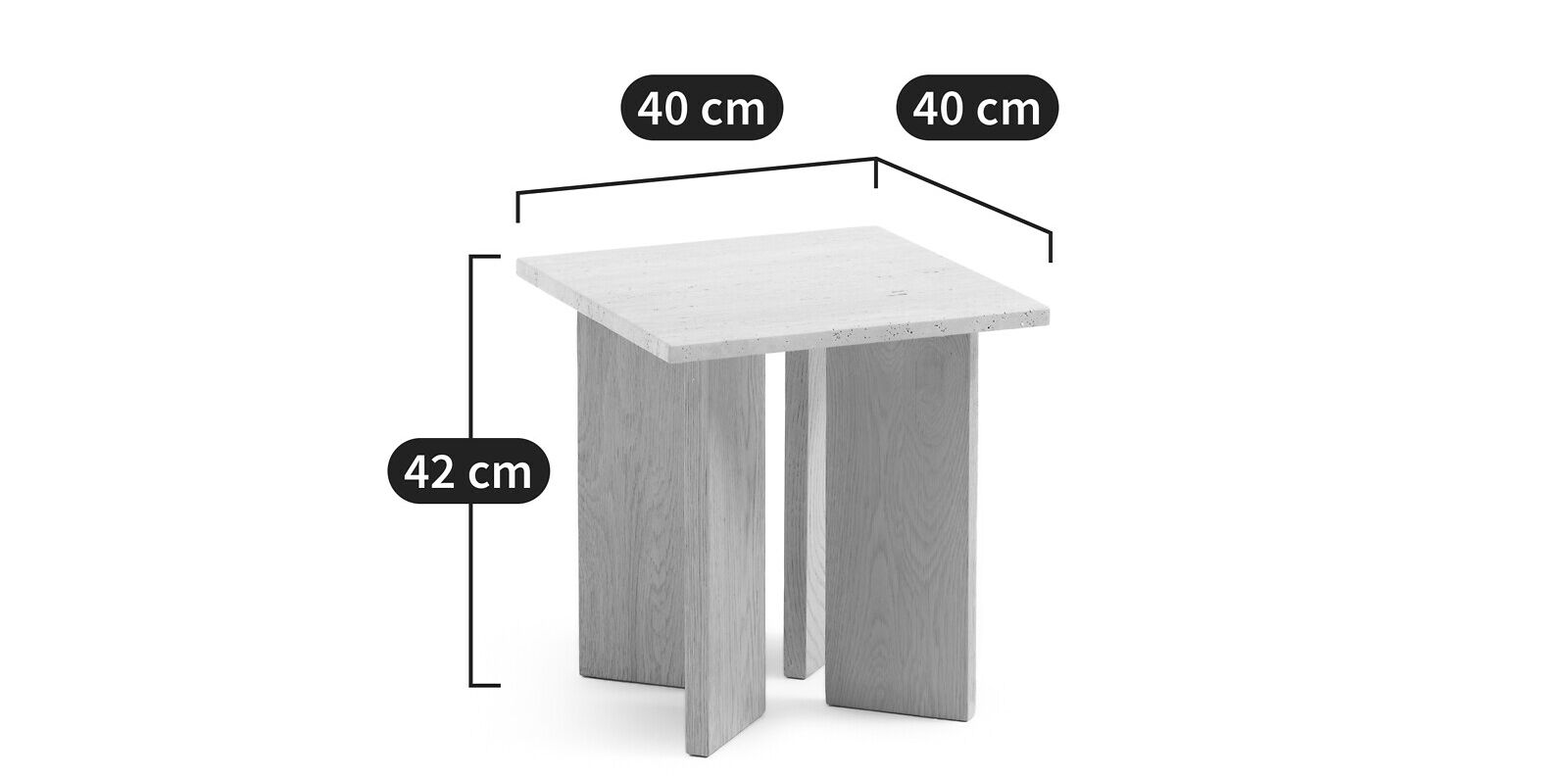 Квадратный журнальный столик из травертина и дуба AMPM MINDO ARCH-00123848 - Вид №3