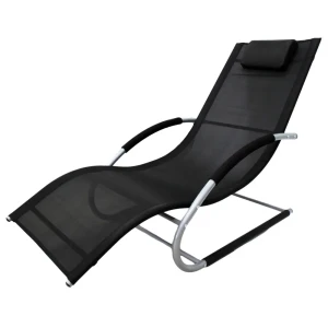 Шезлонг-качалка сталь/текстиль черный